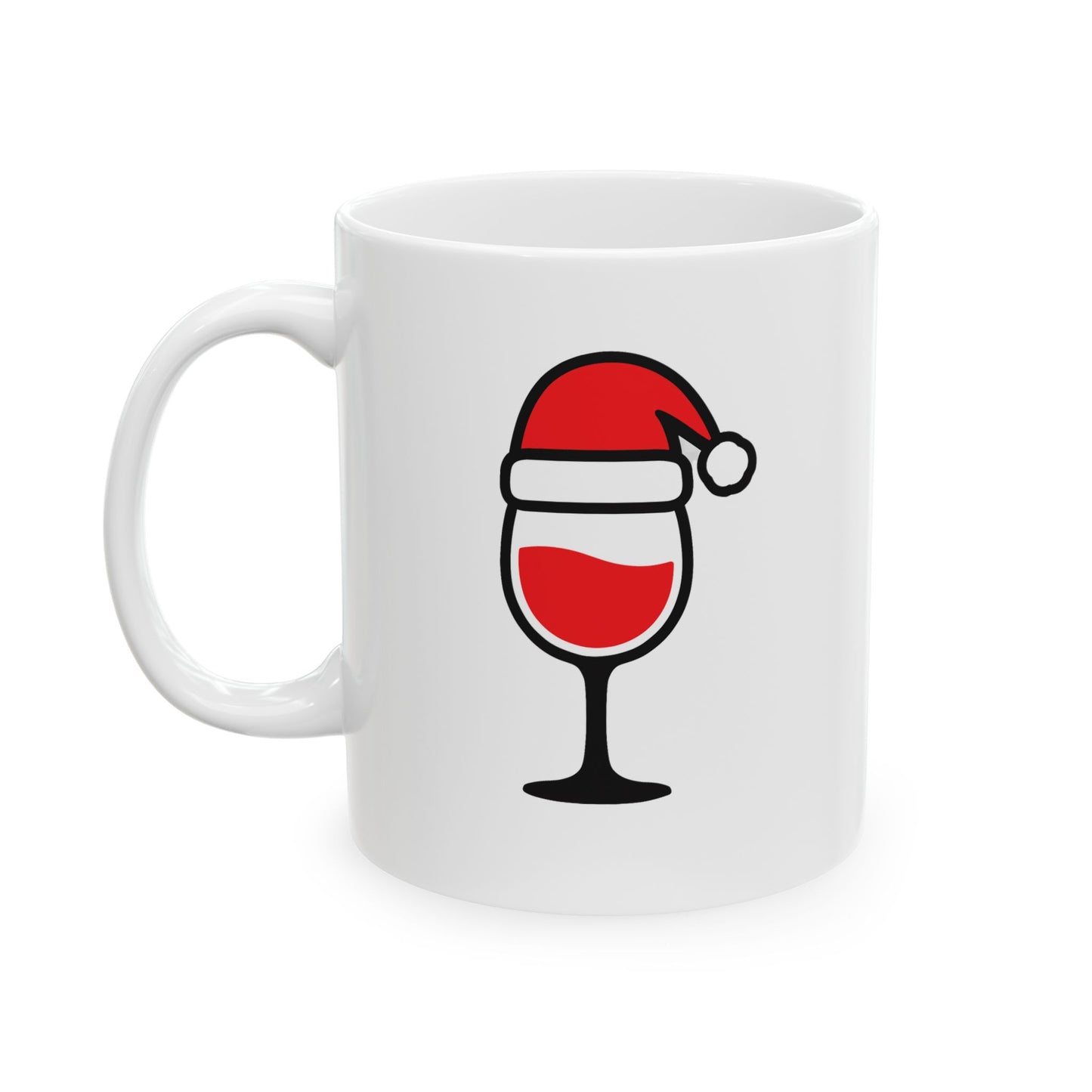 "May Contain Wine" - Ceramic Santa Mug - Perfect Gift for Coffee Lovers, Santa Themed Drinkware, Holiday Cheer, 11oz, 15oz