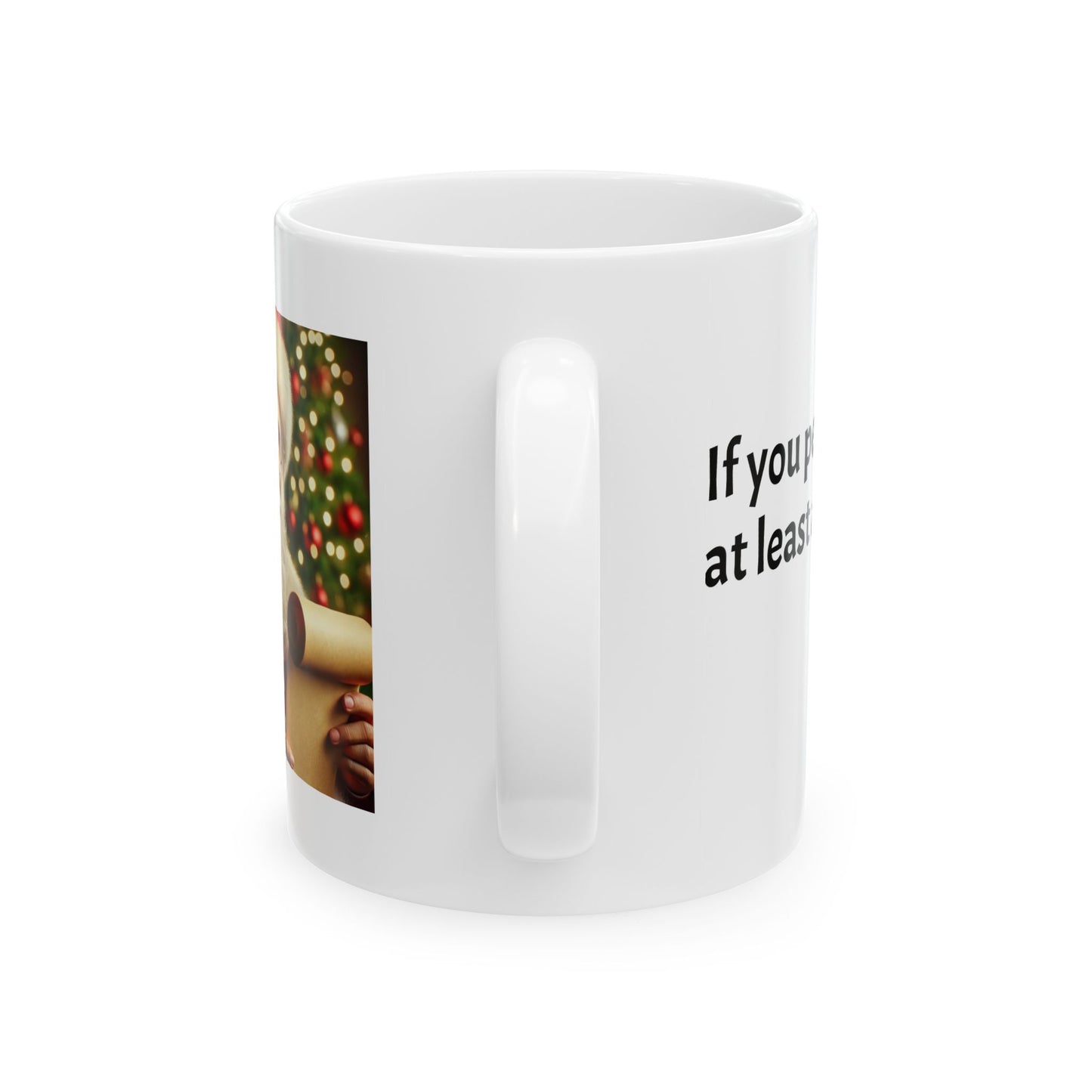 If you peek, at least act surprised.- Perfect Gift for Coffee Lovers, Santa Themed Drinkware, Holiday Cheer, 11oz, 15oz