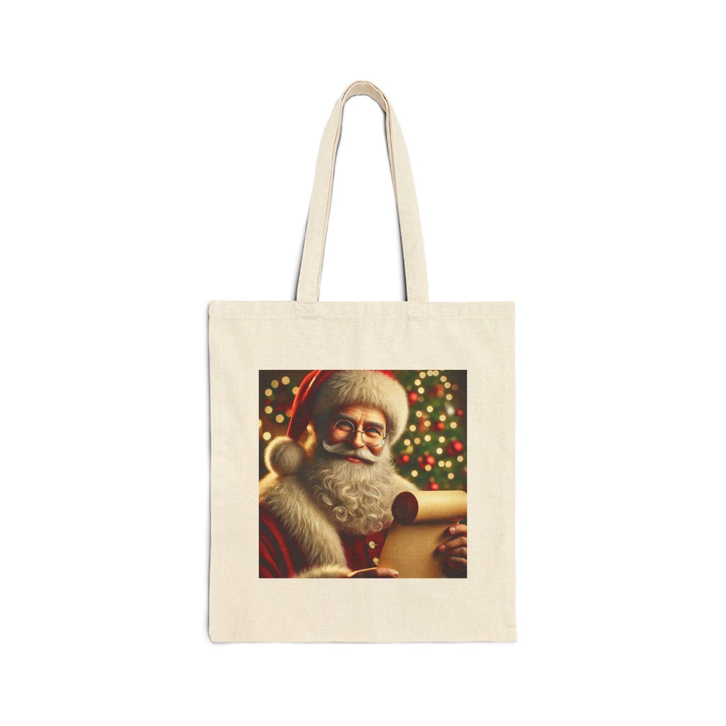 Santa - Cotton Canvas Tote Bag | Holiday Shopper Tote | Christmas Gift Bag | Eco-Friendly Reusable Tote | Fun Santa Design