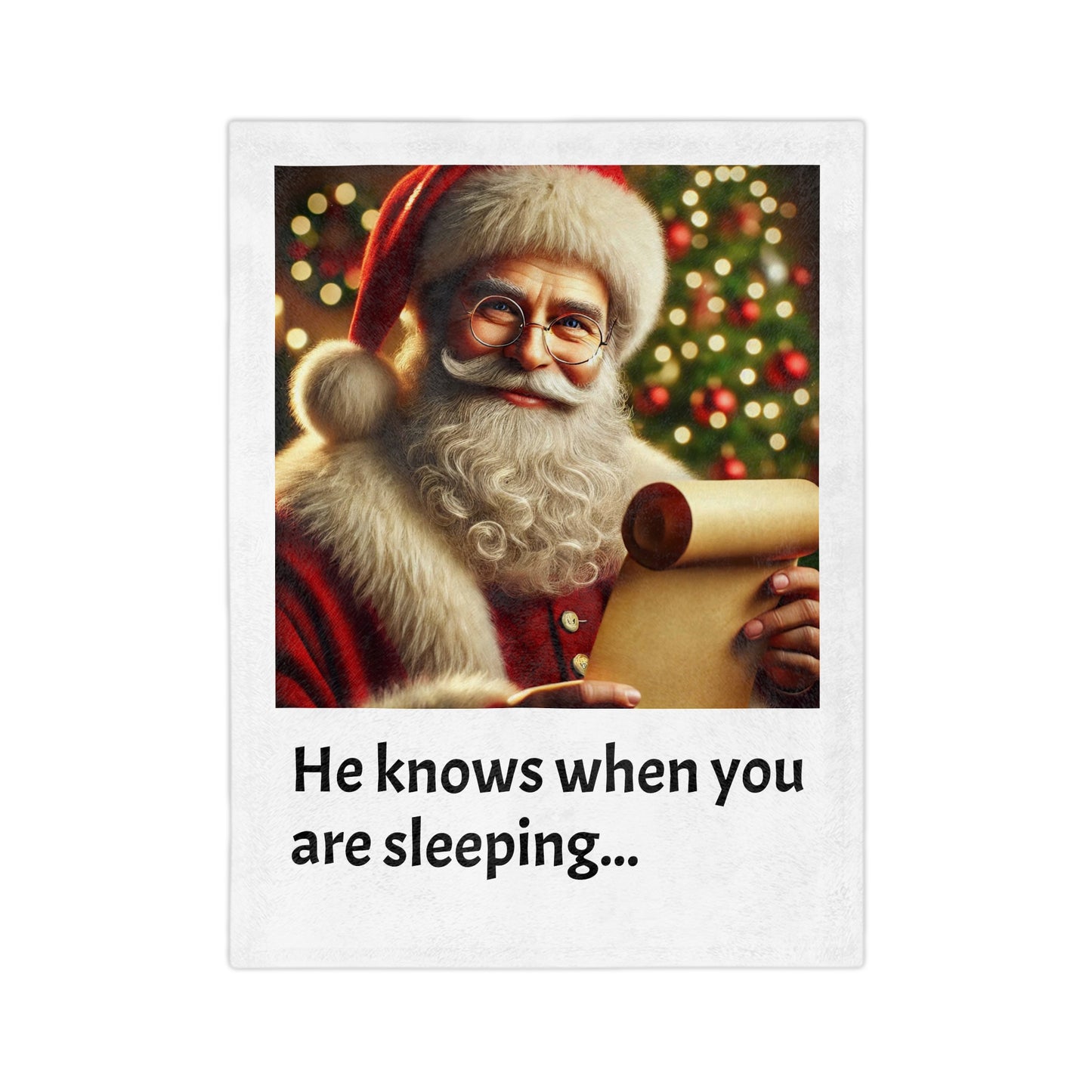 He knows when you are sleeping - Cozy Christmas Santa Blanket, Microfiber Throw for Holiday Decor, Warm Plush Gift, Winter Snuggle, Funny Santa Quote Blanket