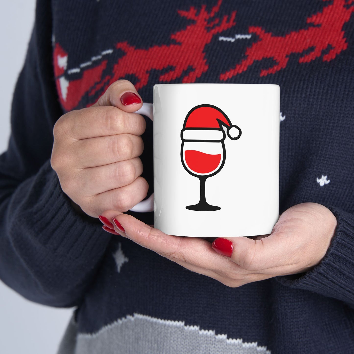 "May Contain Wine" - Ceramic Santa Mug - Perfect Gift for Coffee Lovers, Santa Themed Drinkware, Holiday Cheer, 11oz, 15oz