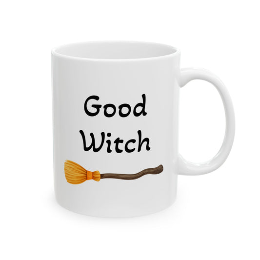 Good Witch "Just Kidding" Ceramic Mug - Perfect for Halloween, Gift for Coffee Lovers  (11oz / 15oz)