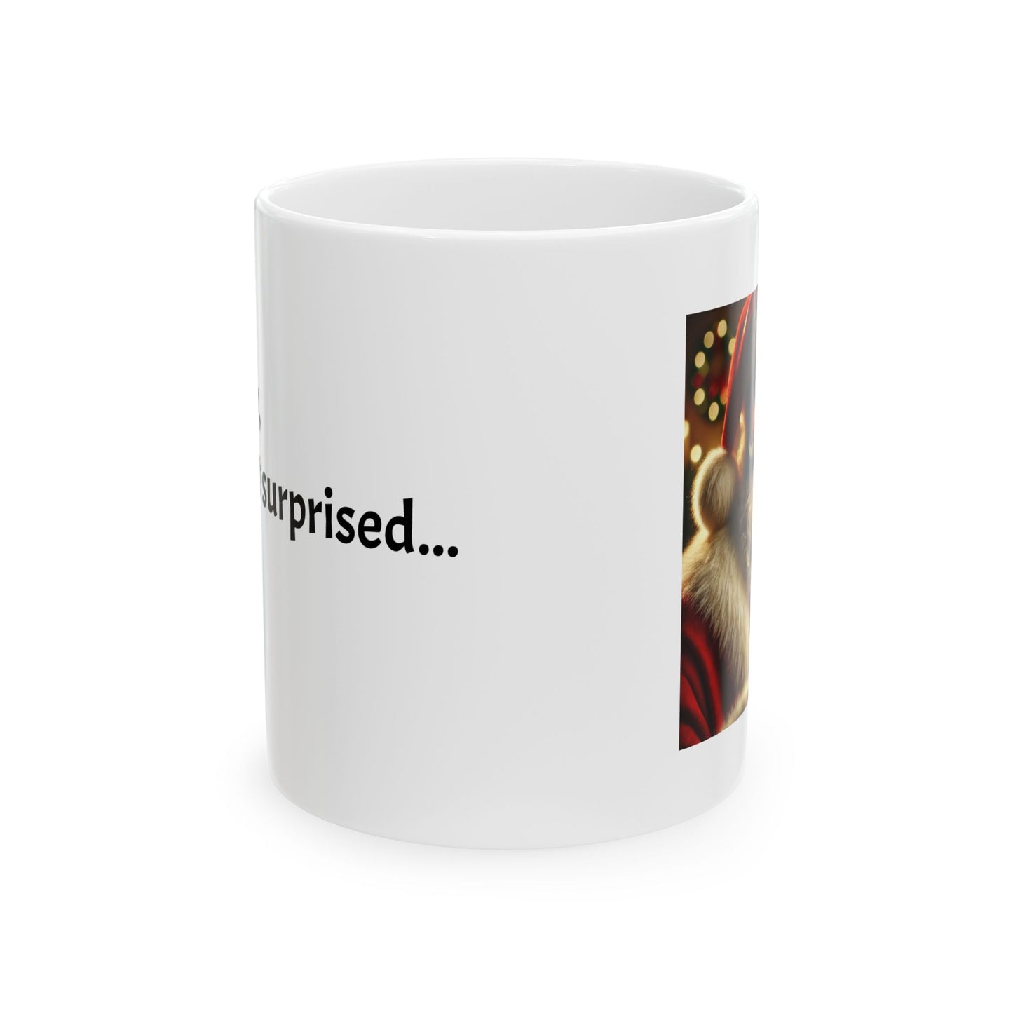 If you peek, at least act surprised.- Perfect Gift for Coffee Lovers, Santa Themed Drinkware, Holiday Cheer, 11oz, 15oz